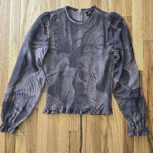 Truth By Republic Smocked Long Sheer Sleeve purple Size S